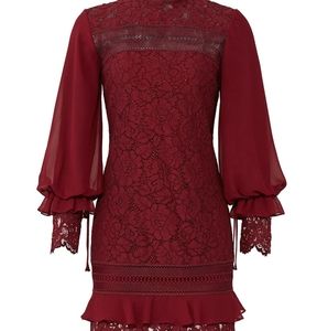 Laundry by Shelli Segal burgundy lace sheath dress size 6
